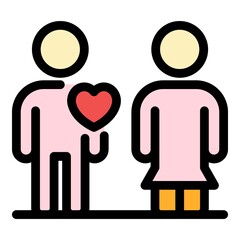 Poster - Human love sense icon. Outline human love sense vector icon color flat isolated