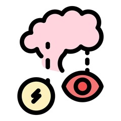 Sticker - Brain and senses icon. Outline brain and senses vector icon color flat isolated