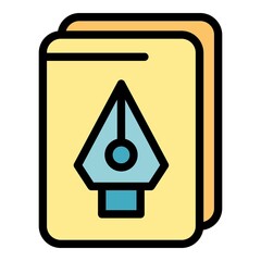 Poster - Redesign task icon. Outline redesign task vector icon color flat isolated