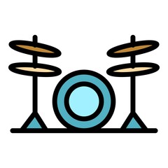 Poster - Musical drums icon. Outline musical drums vector icon color flat isolated