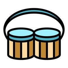 Sticker - Drummer icon. Outline drummer vector icon color flat isolated