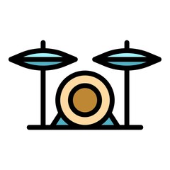 Poster - Disco drums icon. Outline disco drums vector icon color flat isolated
