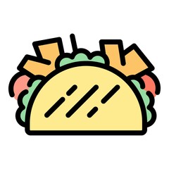 Wall Mural - Taco sandwich icon. Outline taco sandwich vector icon color flat isolated