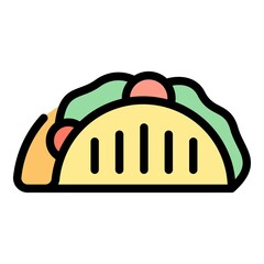 Poster - Hot taco icon. Outline hot taco vector icon color flat isolated