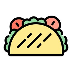 Wall Mural - Taco cuisine icon. Outline taco cuisine vector icon color flat isolated