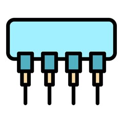 Poster - Resistor device icon. Outline resistor device vector icon color flat isolated