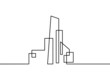Abstract architecture  as continuous lines drawing on white background. Vector
