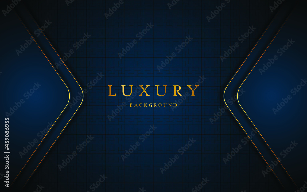 Abstract elegant golden lines on dark blue background with free space ...