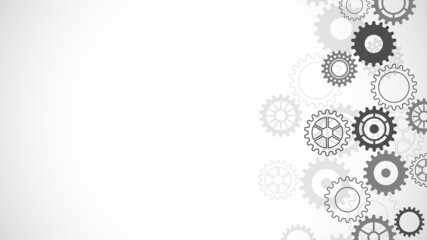 Poster - Cogs and gear wheel mechanisms. Concepts and ideas for hi-tech digital technology and engineering design. Abstract technical background of mechanical engineering