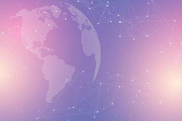 Poster - Technology abstract background with connected line and dots. Big data visualization. Artificial Intelligence and Machine Learning Concept Background. Analytical networks illustration