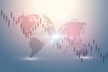 Poster - Stock market and exchange. Candle stick graph chart of stock market investment trading. Stock market data. Bullish point, Trend of graph illustration