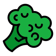 Poster - Broccoli icon. Outline broccoli vector icon color flat isolated