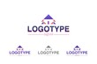 Modern company logo. Household goods, real estate, construction, design, renovation. 4 versions of the logo from minimalism to complex with a gradient. Universal sign made up of geometric shapes