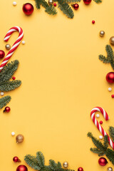 Wall Mural - yellow christmas background with holiday frame