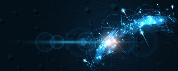 Wall Mural - global network connection world map abstract technology background global business innovation concep