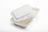 Fototapeta  - Bagasse food box on white background , Natural eco-friendly disposable utensil concept