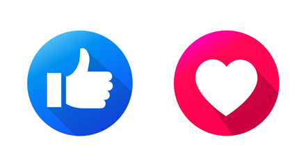 Poster - Heart icon, love icon and thumb up of Empathetic Emoji Reactions, printed on paper. Vector social media Illustration