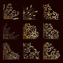 luxury corner golden floral concept