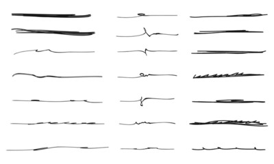 Poster - set of hand drawn lines. doodle design element with underline, scribble, swashes, swoops. swirl. vec