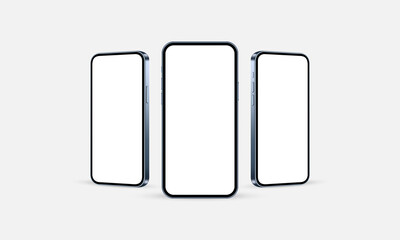 Poster - Smartphones Mockups with Blank Screens, Front and Side View. Vector Illustration