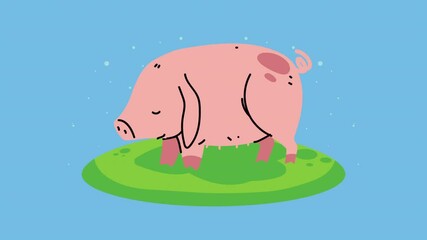 Sticker - farm lifestyle animation with pig