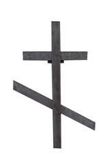 Poster - old wooden christian orthodox cross isolated on white background