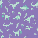Fototapeta Pokój dzieciecy - seamless pattern with dinosaurs
