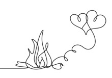 Abstract Fire As Line Drawing On White Background. Vector