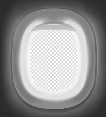 Aufkleber - Modern airplane empty window vector mockup. Place your content into it