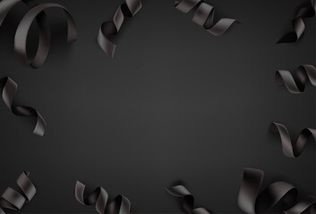 Poster - Black silk ribbons vector background