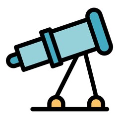 Poster - Planetarium spyglass icon. Outline planetarium spyglass vector icon color flat isolated