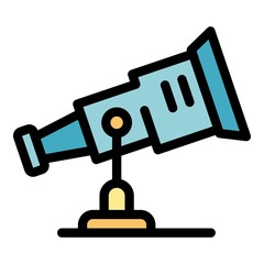 Poster - Planetarium telescope icon. Outline planetarium telescope vector icon color flat isolated