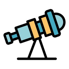 Poster - Telescope equipment icon. Outline telescope equipment vector icon color flat isolated