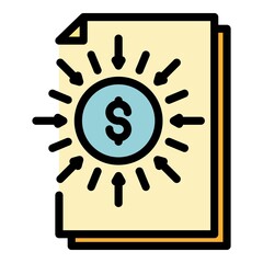 Poster - Business money report icon. Outline business money report vector icon color flat isolated