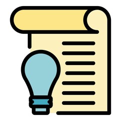 Poster - light bulb idea report icon. outline light bulb idea report vector icon color flat isolated