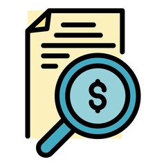 Poster - Tax paper report icon. Outline tax paper report vector icon color flat isolated