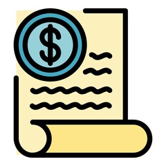 Poster - Office money report icon. Outline office money report vector icon color flat isolated