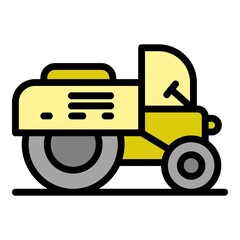 Poster - road roller icon. outline road roller vector icon color flat isolated