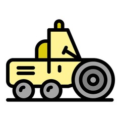 Poster - Maintenance road roller icon. Outline maintenance road roller vector icon color flat isolated