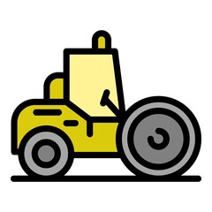 Poster - Road roller vehicle icon. Outline road roller vehicle vector icon color flat isolated