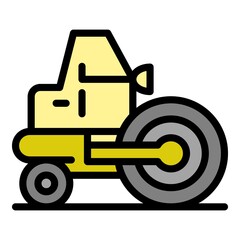 Sticker - Danger road roller icon. Outline danger road roller vector icon color flat isolated