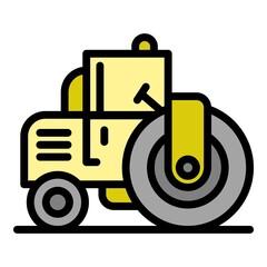 Poster - Safety road roller icon. Outline safety road roller vector icon color flat isolated