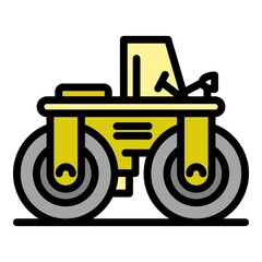 Poster - paving road roller icon. outline paving road roller vector icon color flat isolated
