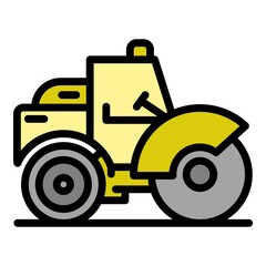 Poster - Transportation road roller icon. Outline transportation road roller vector icon color flat isolated