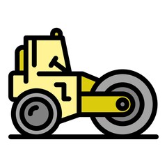 Poster - road roller machinery icon. outline road roller machinery vector icon color flat isolated