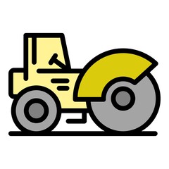 Poster - Highway road roller icon. Outline highway road roller vector icon color flat isolated
