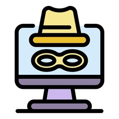 Poster - incognito computer protection icon. outline incognito computer protection vector icon color flat iso
