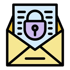 Poster - Protection email icon. Outline protection email vector icon color flat isolated