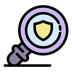 Poster - Safe magnifier icon. Outline safe magnifier vector icon color flat isolated