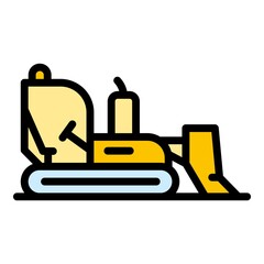 Poster - Construction bulldozer icon. Outline construction bulldozer vector icon color flat isolated